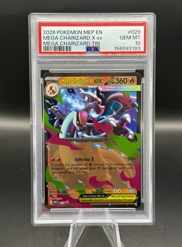 PSA 10 Mega Charizard X ex Black Star Promo 029 Pokemon Mega Charizard Tin GEM