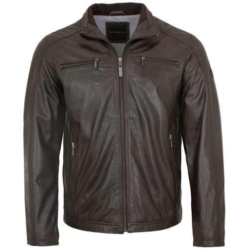 Bugatti - Herren Echtleder Lederjacke Lammnappa Dunkelbraun-image