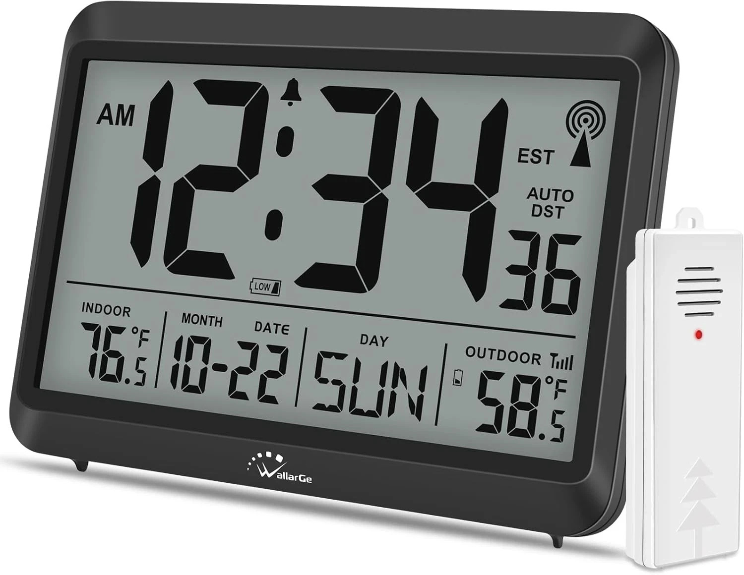 Atomic Clock with Indoor Outdoor Temperature Self Setting Wall Clock