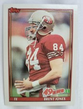 1991 Brent Jones Topps Card #76 San Francisco 49ers NFL Football Vintage Hobby
