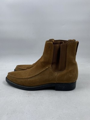 Tod's Brown Suede Moc Toe Chelsea Boots Made in Italy Men's Size 10.5 COA