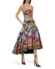 ALICE + OLIVIA Diana Floral Cotton-Blend  Fit & Flare Midi-Dress Size 8  NWOT