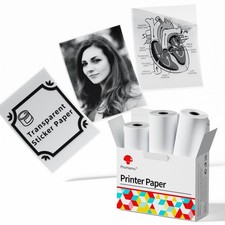 Transparent Self-Adhesive Thermal Paper, Glossy Printable Sticker Paper Label...