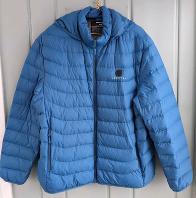 Venustas Heat Mens Plus 3XL Jacket Hooded Puffer Blue Battery Heated Zip Pockets