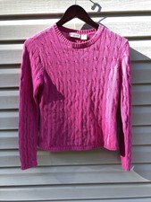 Polo Jeans Co Ralph Lauren Sweater Womens M Medium Pink Cable Knit