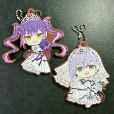 C488 Lot of 2 Noel Towa Hololive Rubber Charm Keychain 3" Bandai