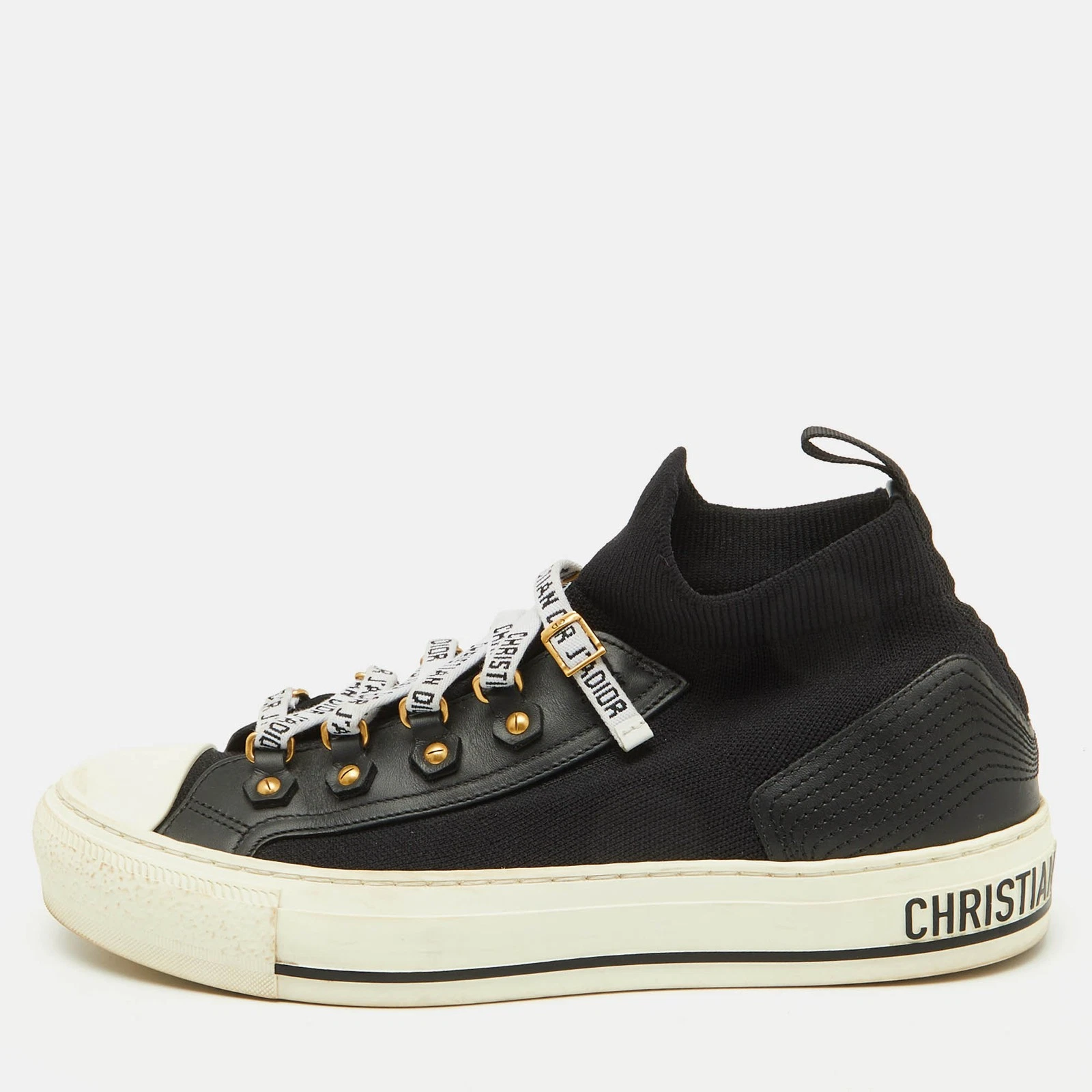 Baskets Walk'n'Dior noires en tricot tissu et cuir Dior pointure 38