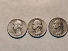 1945 P 1946 P&D Washington Quarters-90% Silver-Lot of 3 #W50