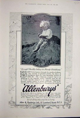 Alter Vintage Druck Allenbury'S Babynahrung Werbung 1922 Allen Hanbury 20.