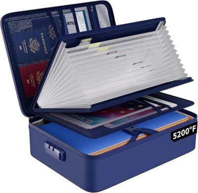 5200  Fireproof File Organizer Bag with 13 Pocket Accordion File Folder,Document