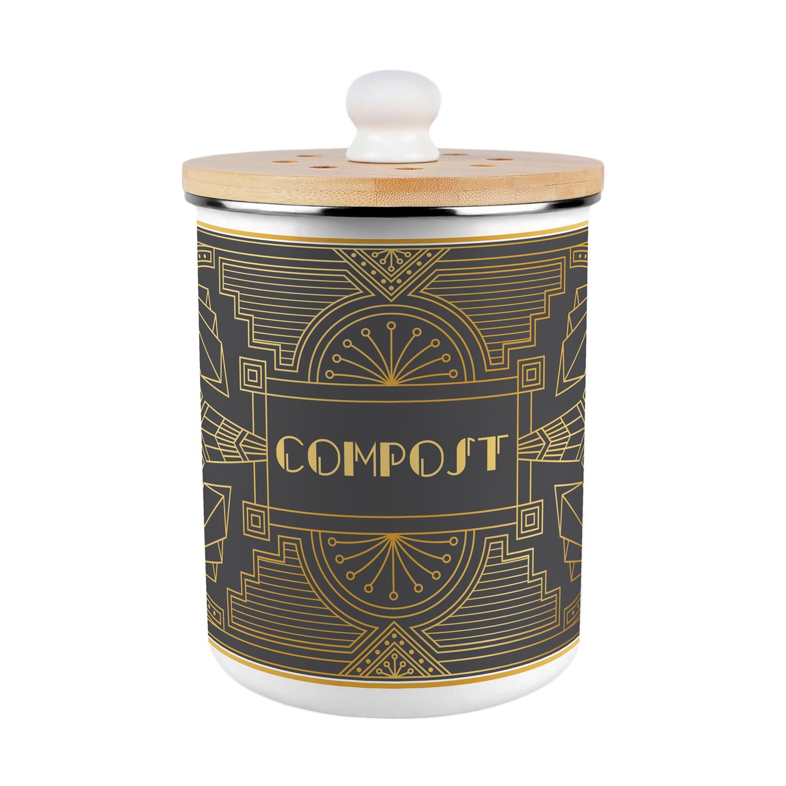 Vintage Glamour Compost Caddy - Decorative Kitchen Food Waste Bin, 2L