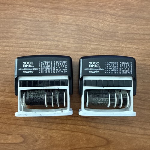 2000 PLUS 12 in 1 Self Inking Date and Message Rubber Stamp Black Ink (set of 2)
