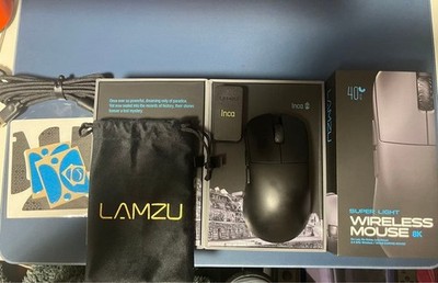 Lamzu Wireless Mouse Kabellose Maus 8K Schwarz Ergonomisches Design Gebraucht...