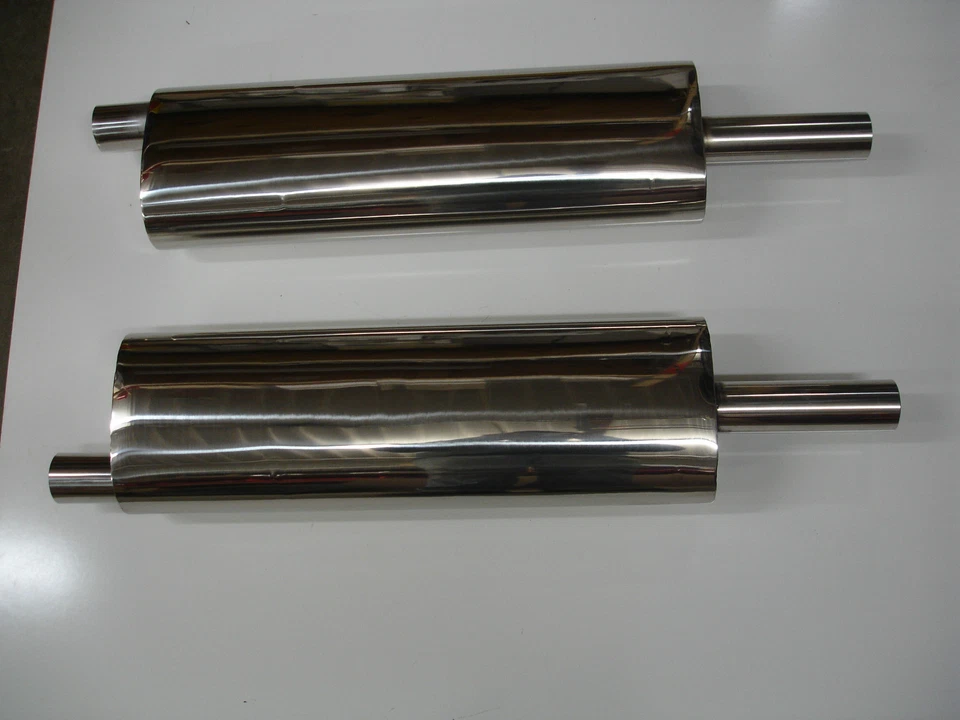 Chevrolet Impala 1958 acero inoxidable doble escape silenciadores par nuevo acero inoxidable Foto 2 de 4