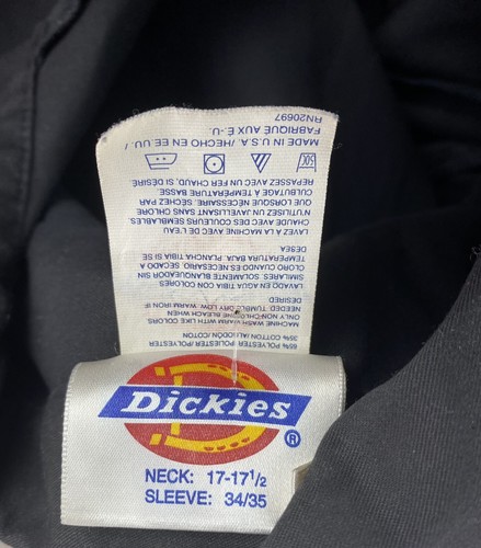 Dickies Shirt Mens 17-17.5/ 34/35 Black Button Up Long Sleeve Casual Work Shirt - Picture 3 of 3