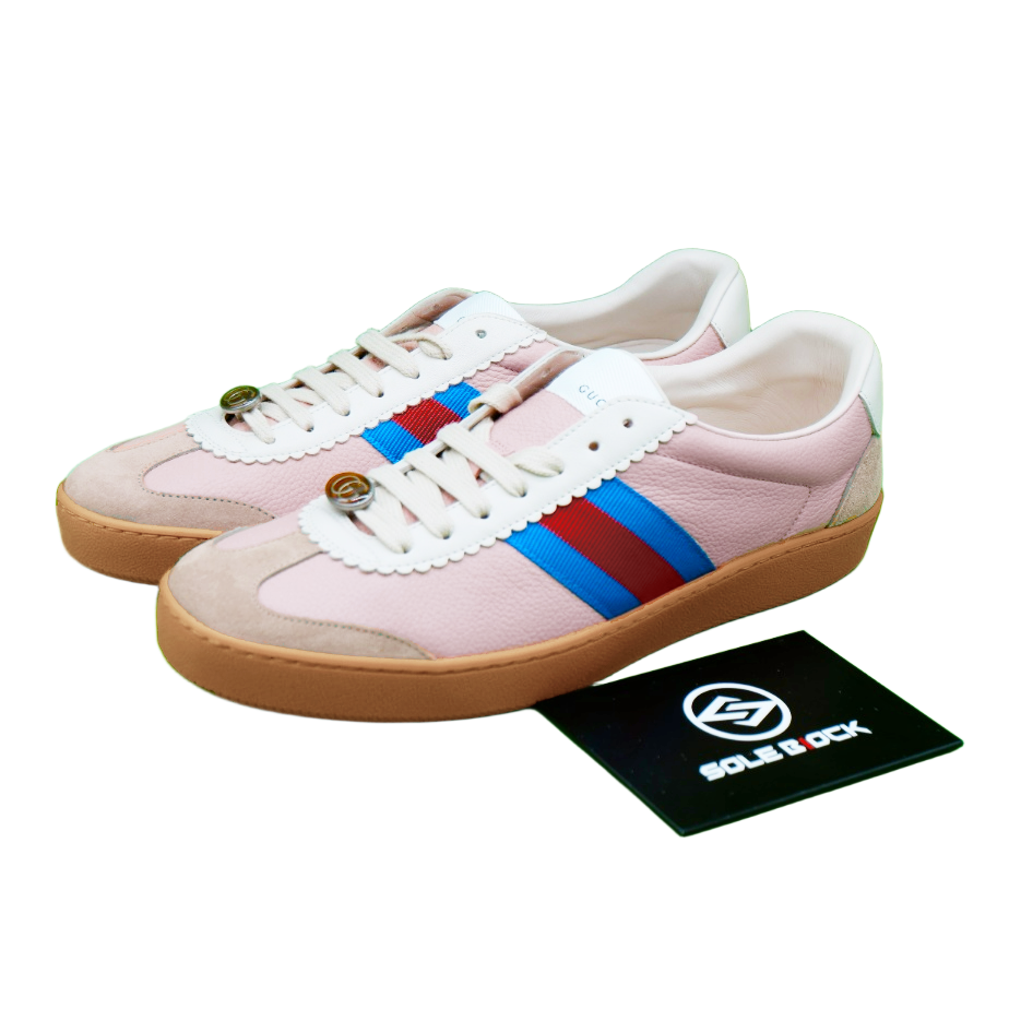 Gucci G74 Web Leather And Suede Casual Sneakers Women's Pink