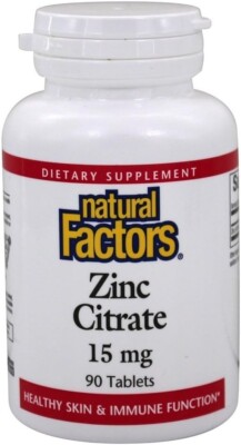 Natural Factors Zinc Citrate 15 mg 90 Tablets  EXP 2025