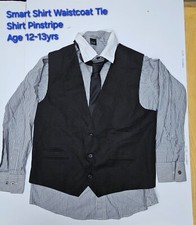 Jungen Smart Kleid Hemd Weste Krawatte Set Alter 12-13 Jahre schwarz weiß