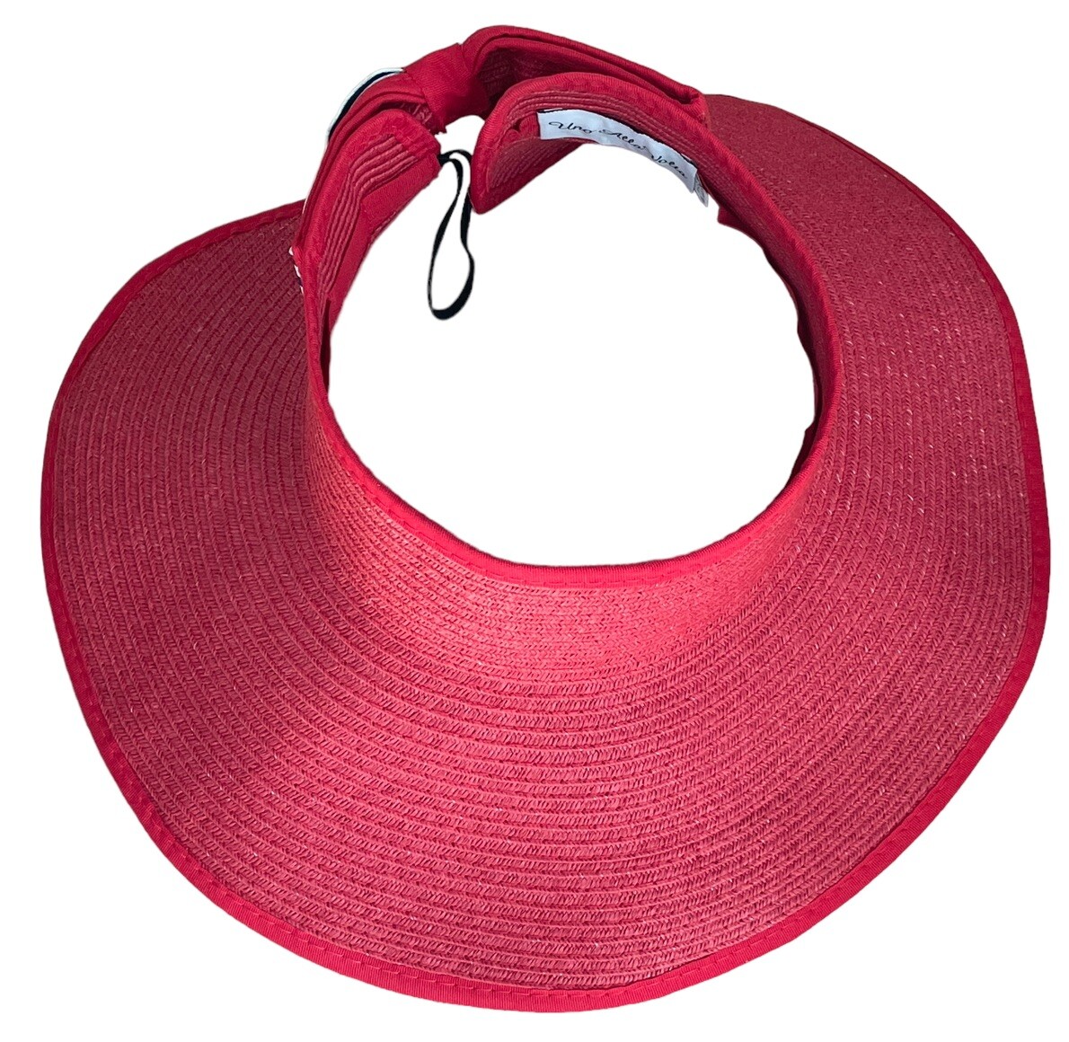 Uno Alla Volta Womens Packable Red Straw Visor Sun Hat w  display picture 3