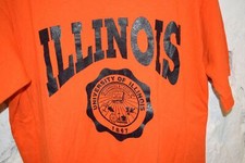 ILLINOIS FIGHTING ILLINI VINTAGE SINGLE STITCH T-SHIRT LARGE MADE IN USA (CLT30)
