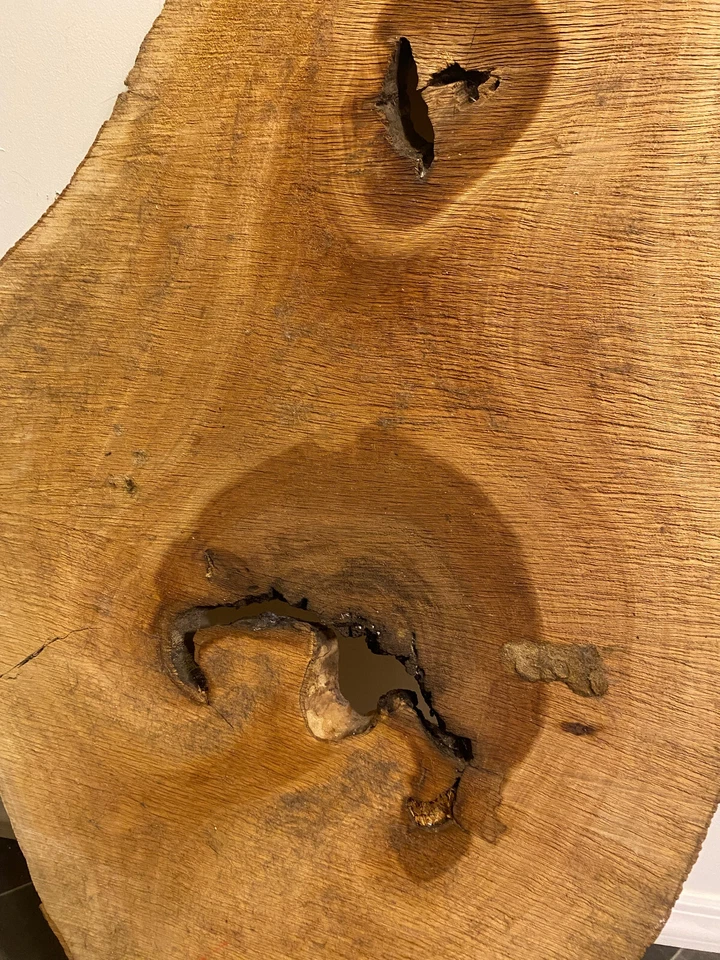 Mesa rústica grande impresionante losa de sicómoro borde vivo 43" x 27"-13" x 1,75" Foto 4 de 4