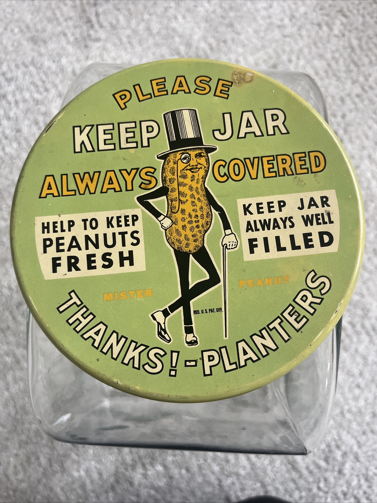 Vintage 1940 Planters Peanuts Leap Year Glass Jar Mr.Peanuts eBay