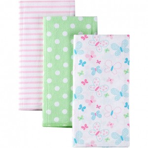 Gerber Girls Flannel Burp Cloths 3 Pack New Butterfly Adorable Baby