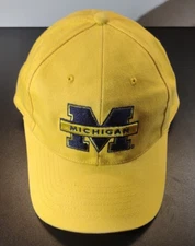 University of Michigan Hat Cap Strap Back Yellow Adult Wolverine Block Logo NCAA