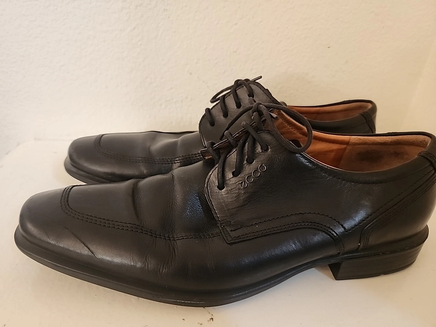 Scarpe eleganti Oxford uomo Ecco nere in pelle con lacci antiurto taglia EU 46