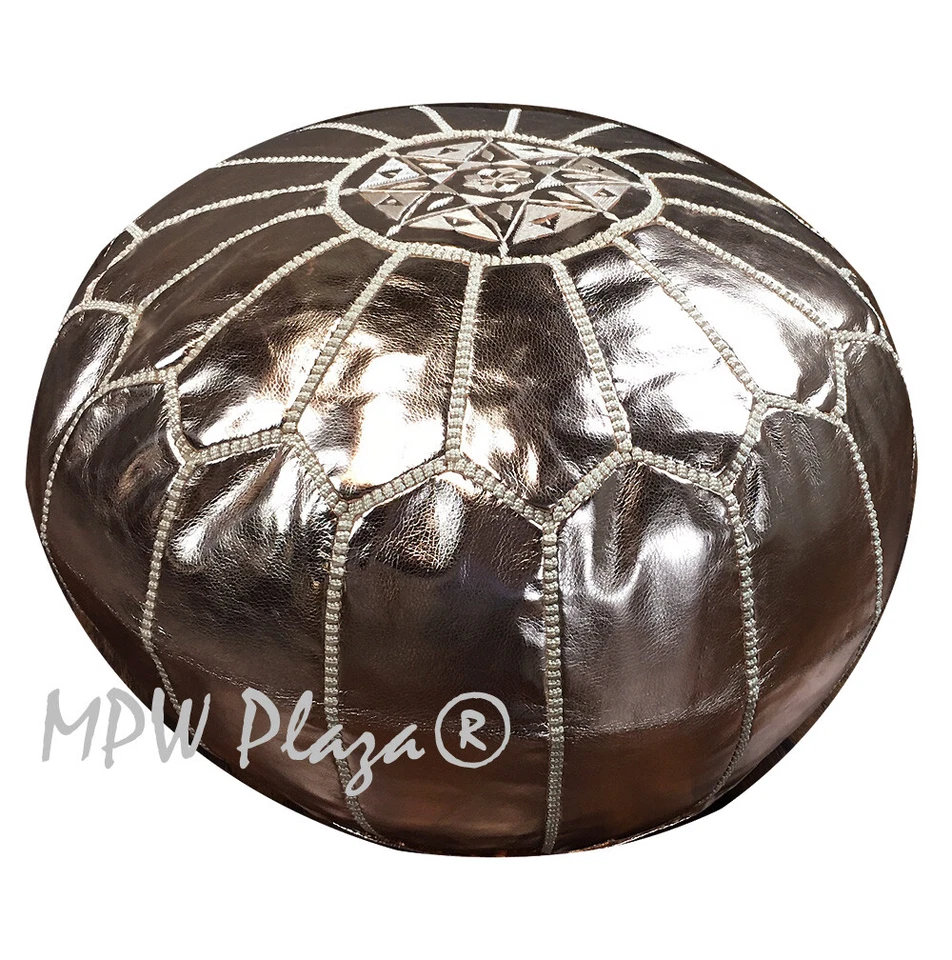 Puf MPW Plaza, oro rosa, otomano de cuero marroquí (sin relleno) Foto 2 de 3