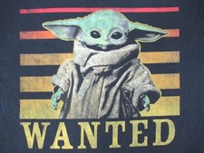 STAR WARS THE MANDALDRIAN THE CHILD BABY YODA WANTED BLACK LARGE T-SHIRT - H246