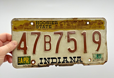1983 Indiana License Plate 47B7519 Hoosier State