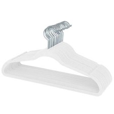 Slim Velvet Plastic Clothes Hangers, 25 Count, White