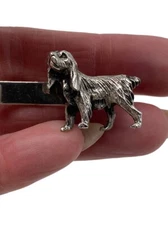 EMMONS Tie Clip Clasp Dog Puppy Irish Setter Silver Tone Gordon English Vintage