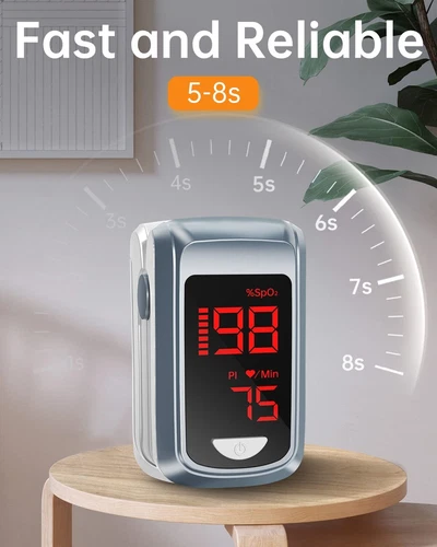 Pulse Oximeter Fingertip Blood Oxygen SpO2 Saturation Monitor Heartbeat Monitor - Picture 1 of 8