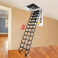 12 Steps Attic Ladder Hidden Ceiling Pull Down Attic Stairs Folding Ladders 10ft