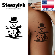 SteezyInk temporary tattoo Melting Snowman last upto 2 weeks 2 x 4 inch