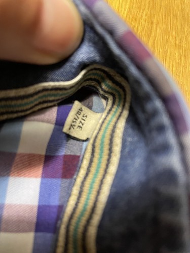 Camisa bordada de seda para hombre colorida a cuadros talla 40 15 3/4 manga larga M L ocio oficina ✅ - Imagen 12 de 20