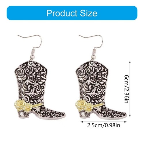 Fashion Rose Flower Boot Shape Earrings Unique Ear Jewelry Alloy Texture - Picture 8 of 8