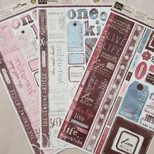 NEW Lot 3 Sheets Cardstock Stickers Boy Girl Life Quotes Words Phrases Panacci