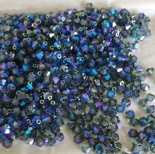Swarovski 5328 4mm bicone beads, Aquamarine AB Satin 36pcs 