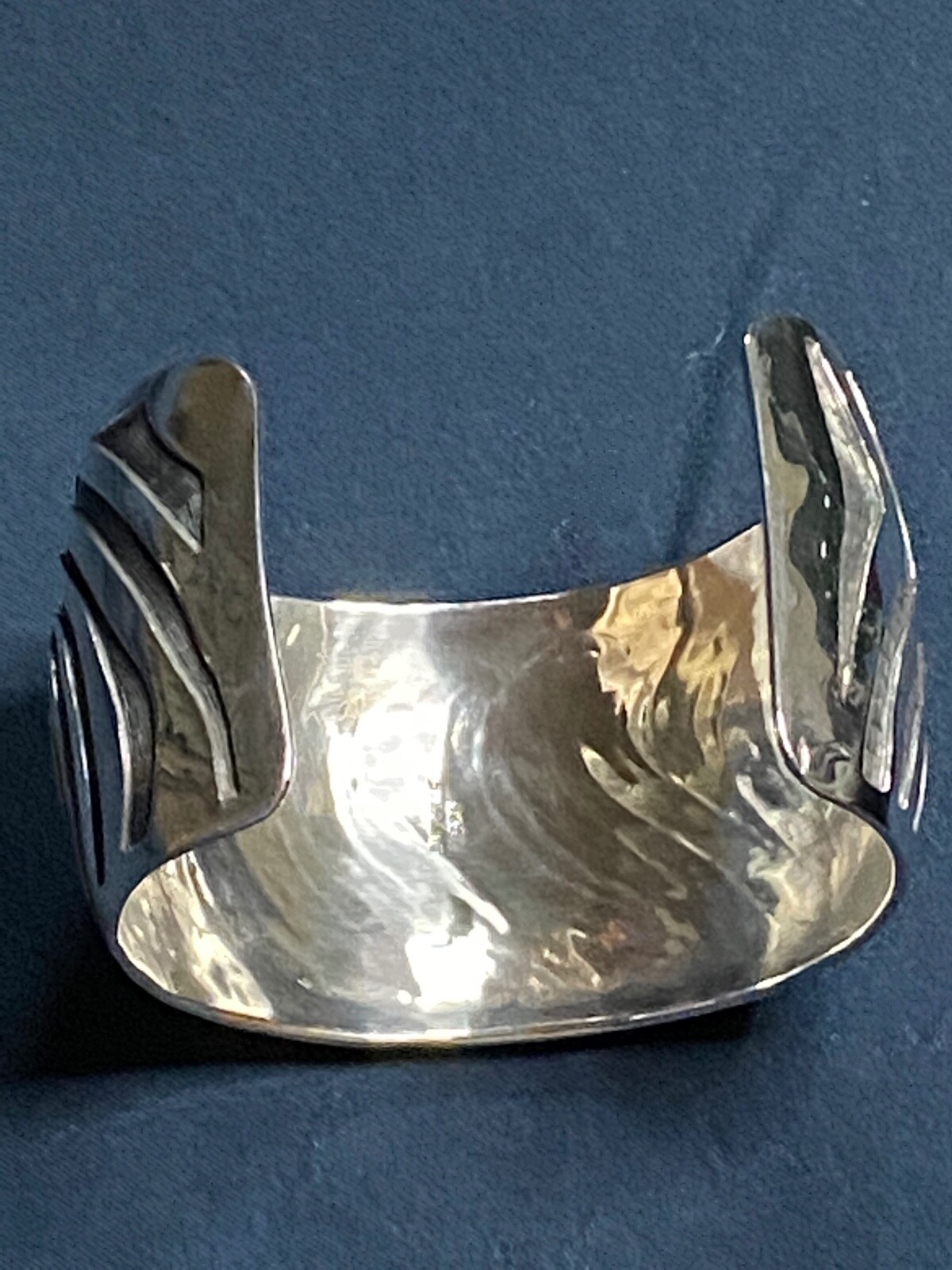 Zebra Pattern .925 Sterling Silver Cuff Bracelet - image 7