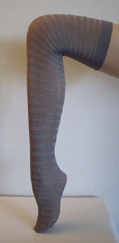 SHEER LUREX STRIPED OVER THE KNEE SOCKS STOCKINGS FREE FAST POST - Foto 3 di 3
