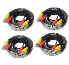 4 x 25ft BNC Video and Power Extension Cable with Connector fit Security Camera