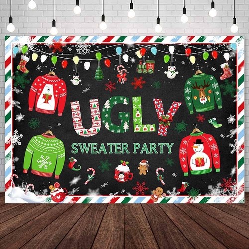 Ugly Christmas Sweater Party Backdrop Background 7 x 5 ft Photo Photography - Picture 4 of 4