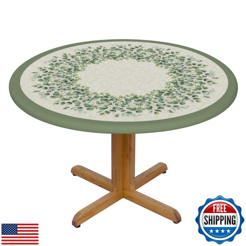 Spring Summer Sage Green Leaf Floral Round Tablecloth Watercolor Eucalyptus L - Picture 2 of 5