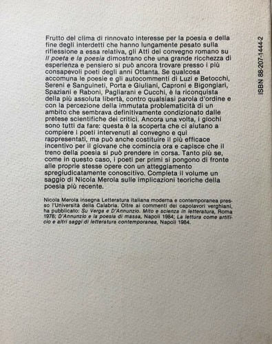 AA. VV. DER DICHTER UND DIE POESIE. A CURA DI NICOLA MEROLA LIGUORI 1986 - Bild 3 von 3
