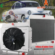 4 ROW RADIATOR SHROUD FAN FIT 50-54 53 CHEVY BEL AIR 49-52 DELUXE FLEETLINE 3.8L