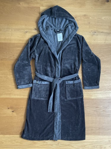 SCHÖNER WOHNEN Unisex Bademantel mit Kapuze Gr. M antrazit - Bild 6 von 6