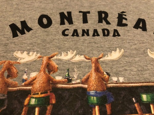 Montreal Canada Moose Dropping Funny Comedy Large Gray T Shirt - Picture 5 of 9